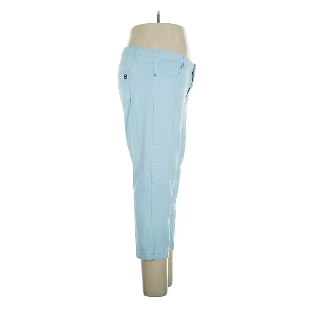 Michael Kors Izzy Cropped Skinny Jeans Light Baby Blue Stretch Pants Sz. 14